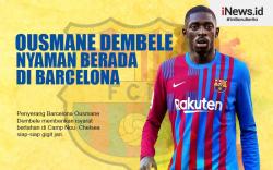 Infografis Ousmane Dembele Isyaratkan Bertahan di Barcelona