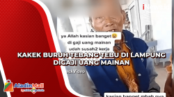 Kakek Buruh Tebang Tebu di Lampung Digaji Uang Mainan