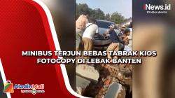 Minibus Terjun Bebas Tabrak Kios Fotocopy di Lebak Banten