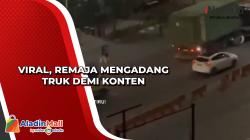 Viral, Remaja Mengadang Truk Demi Konten