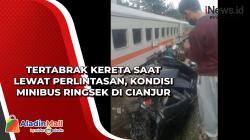 Tertabrak Kereta saat Lewat Perlintasan, Kondisi Minibus Ringsek di Cianjur<