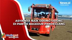 Asyiknya Naik Odong-Odong di Pantai Bagedur Pandeglang