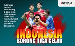 Infografis Indonesia Borong Tiga Gelar di Singapore Open 2022