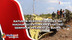 Ratusan Personel Raider 501 Madiun Diterjunkan Evakuasi Serpihan Pesawat di Blora