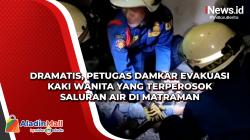 Dramatis, Petugas Damkar Evakuasi Kaki Wanita yang Terperosok Saluran Air di Matraman