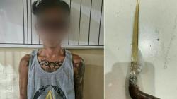 Bawa Pisau Badik di Taman Kota, Pria Bertato Ini Ditangkap Polres Kotamobagu