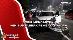Sopir Mengantuk, Minibus Tabrak Pembatas Jalan