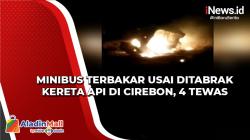 Minibus Terbakar usai Ditabrak Kereta Api di Cirebon, 4 Tewas