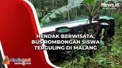 Hendak Berwisata, Bus Rombongan Siswa Terguling di Malang