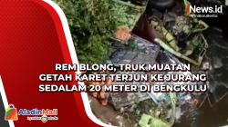 Rem Blong, Truk Muatan Getah Karet Terjun ke Jurang Sedalam 20 Meter di Bengkulu