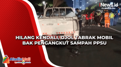 Hilang Kendali, Ojol Tabrak Mobil Bak Pengangkut Sampah PPSU
