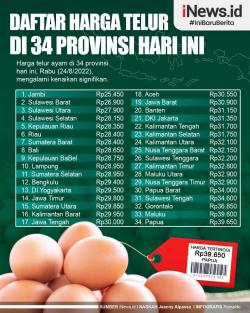 Infografis Daftar Harga Telur di 34 Provinsi Hari Ini
