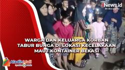 Warga dan Keluarga Korban Tabur Bunga di Lokasi Kecelakaan Maut Kontainer Bekasi