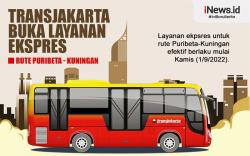 Infografis Transjakarta Buka Layanan Ekspres Rute Puribeta-Kuningan<