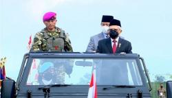 Momen Wapres Ma'ruf Amin dan Menhan Prabowo Periksa 2.974 Personel Komponen Cadangan