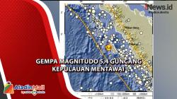 Gempa Magnitudo 5,4 Guncang Kepulauan Mentawai