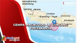 Tengah Malam, Gempa Magnitudo 4,3 Guncang Yogyakarta