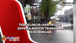 Ada Percikan Api, Sepeda Motor Terbakar setelah Terjatuh di Kuningan<