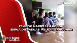 Tembok Madrasah Roboh, Siswa Dievakuasi Keluar Bangunan