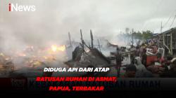 Kebakaran menghanguskan ratusan rumah di pasar Dolog, Asmat, Papua.