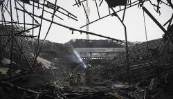 Sisa-Sisa Kebakaran Masjid Jakarta Islamic Center