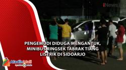  Pengemudi Diduga Mengantuk, Minibus Ringsek Tabrak Tiang Listrik di Sidoarjo