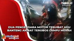 Dua Pengendara Motor Terlibat Adu Banteng akibat Terobos Lampu Merah