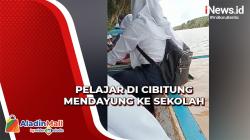Perahu Mogok, Pelajar SMPN 4 Cibitung Sukabumi Terpaksa Mendayung ke Sekolah<