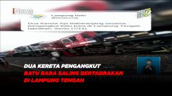 Dua Kereta Pengangkut Batu Bara Saling Bertabrakan di Lampung Tengah