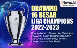 Infografis Hasil Drawing 16 Besar Liga Champions 2022/2023: Liverpool Tantang Real Madrid