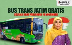 Infografis Gubernur Khofifah Gratiskan Bus Trans Jatim Selama Hari Pahlawan 10 November