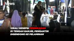 Viral! Resepsi Pernikahan Di Tengah Banjir, Pengantin Digendong ke Pelaminan
