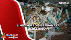 Petugas Telusuri Asal Limbah Medis Berbahaya yang Berserakan di Pinggir Sungai Cirebon<