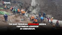 Tim SAR Temukan Empat Korban Gempa Tertimbun Longsor di Cibeureum.