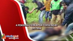 4 Pekerja Pemasangan Tiang Internet Tesengat Listrik dan Terkapar di Jalan Jakabaring