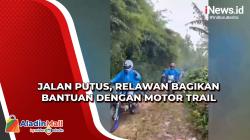 Terobos Jalan Putus akibat Gempa Cianjur, Relawan Bagikan Bantuan dengan Motor Trail