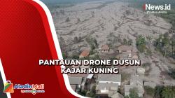 Pantauan Udara, Dusun Kajar Kuning Tertimbun Material Vulkanik Gunung Semeru