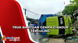 Diduga Rem Blong, Truk Bantuan Gempa Cianjur Terguling di Bandung<