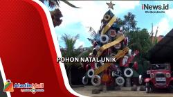  Unik, Pohon Natal dari Drum Bekas Dalam Kafe Mobil Tua di Denpasar