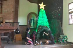 Unik, Remaja Gereja di Bantul Buat Pohon Natal dari Botol Bekas Setinggi 3 Meter<