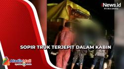 Tabrak Pohon, Sopir Truk Terjepit dalam Kabin di Parepare