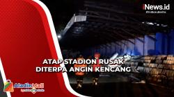 Atap Stadion Rondong Demang Tenggarong Rusak Parah Diterpa Angin Kencang