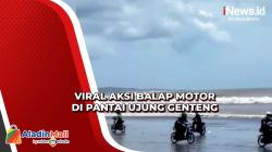 Viral! Aksi Balap Motor di Pantai Ujung Genteng, Peserta Terpental