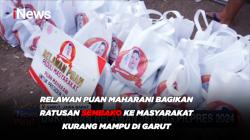 Relawan Puan Maharani Bagikan Ratusan Sembako ke Masyarakat Kurang Mampu di Garut<