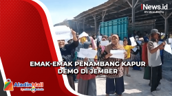 Dilarang Menambang oleh Pemkab Jember, Emak-Emak Penambang Kapur Gelar Demo
