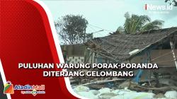 Puluhan Warung Rusak Diterjang Gelombang Laut di Pantai Bondo 