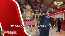 Jelang Imlek, Tim Gegana Sterilisasi Vihara Dharma Bakti Tamansari