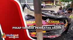 Mobil Pikap Tabrak Pembatas Jalan, Evakuasi Sopir Terjepit Berjalan Dramatis