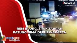Detik-Detik Truk Tabrak Patung Bima dan Bus Karyawan akibat Rem Blong di Purwakarta