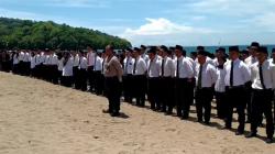Ratusan Anggota PPS Dijemur di Pantai Barat Pangandaran seusai Dilantik, Ini Tujuannya<